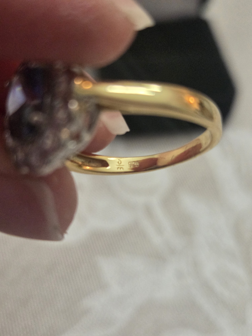 Ring Size 8 Simulated Tanzanite & White Zircon .925 - Picture 2 of 2